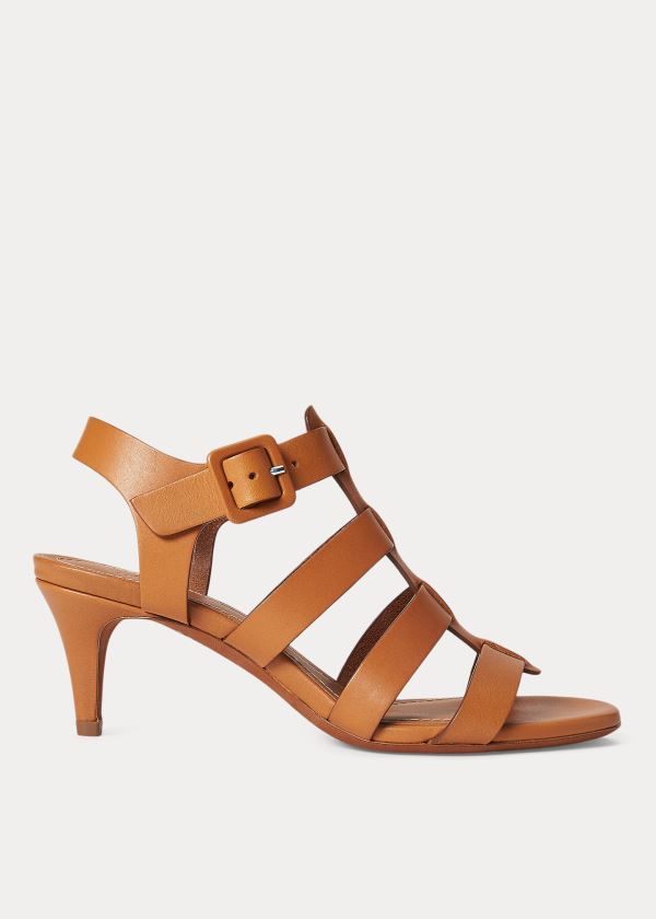 Sandalias Polo Ralph Lauren Mujer Marrom - Vachetta Leather - YCSBF8237